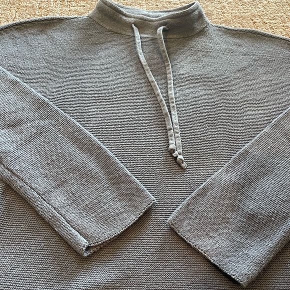 Eileen Fisher Blue Long-Sleeve Pullover, Mock Neck With Drawstring,Textured, S/P - Picture 11 of 12